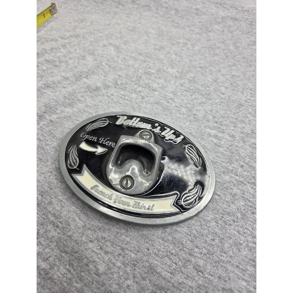 Vintage Bottoms Up Working Bottle Opener Enamel Belt Buckle